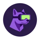 Irwin Casino Logo - violetter Maskothund mit VR-Visor